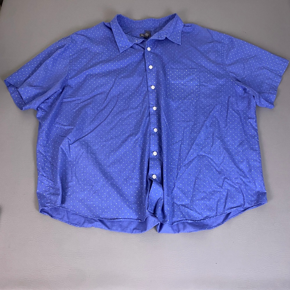 Van Heusen Button Up Shirt Men's 4XL Big Tall Blue Airplane Graphic Short Sleeve